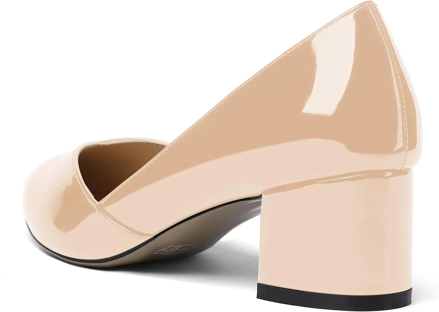 MODENCOCO Women's Patent Slip On Pointed Toe Cut Out Chunky Low Heel Pumps Shoes 2 Inch