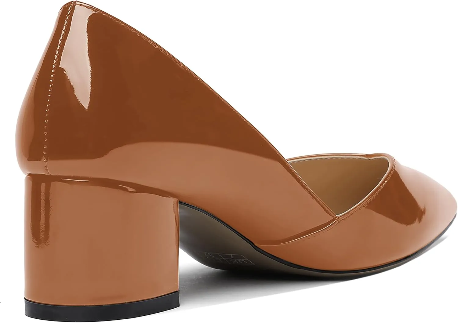 MODENCOCO Women's Patent Slip On Pointed Toe Cut Out Chunky Low Heel Pumps Shoes 2 Inch