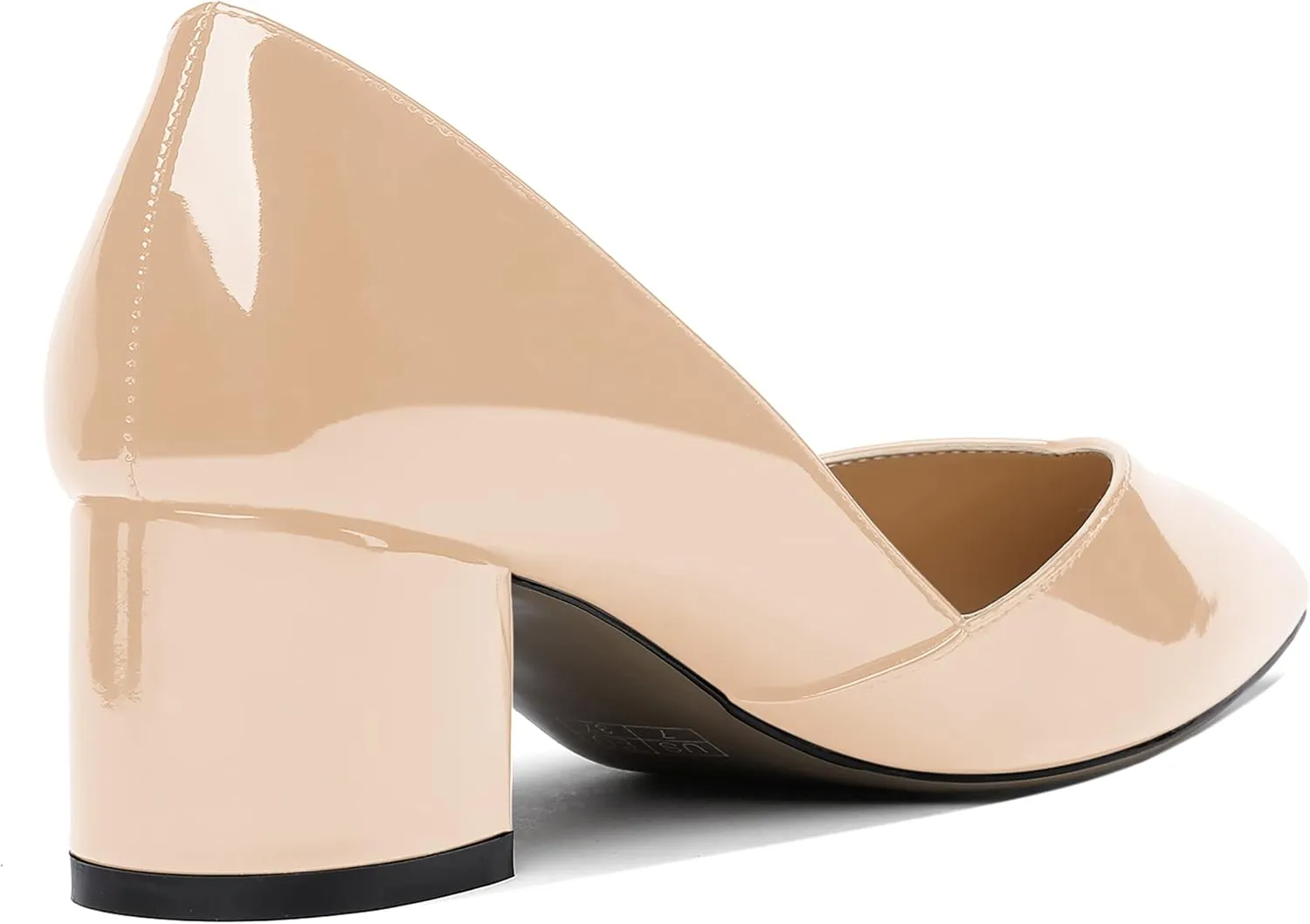MODENCOCO Women's Patent Slip On Pointed Toe Cut Out Chunky Low Heel Pumps Shoes 2 Inch