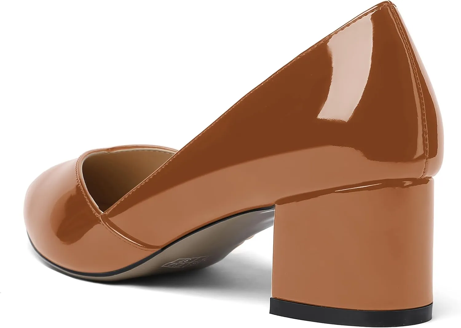 MODENCOCO Women's Patent Slip On Pointed Toe Cut Out Chunky Low Heel Pumps Shoes 2 Inch