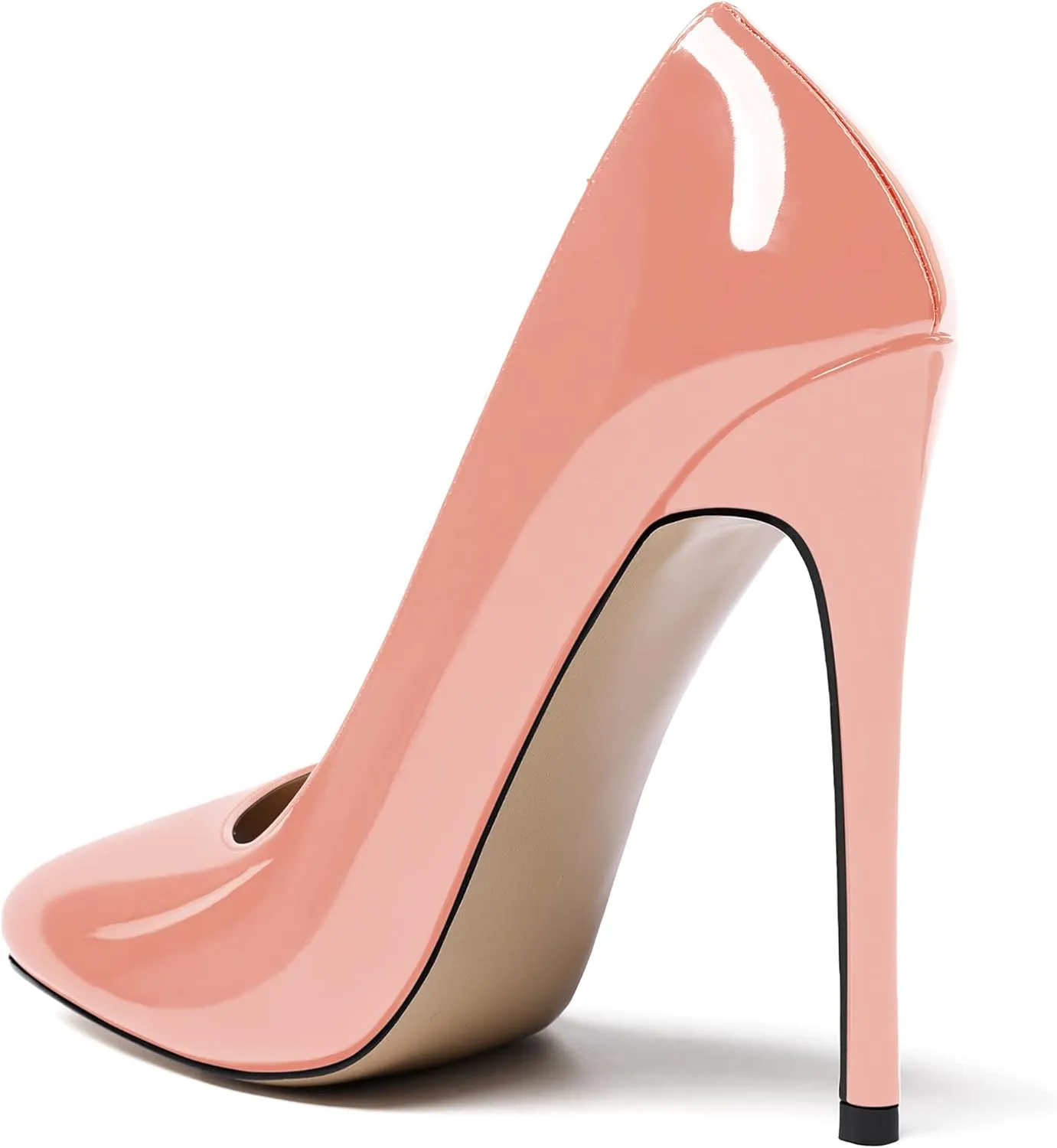 MODENCOCO Women's Slip On Patent Round Toe Stiletto High Heel Pumps Shoes 4.5 Inch
