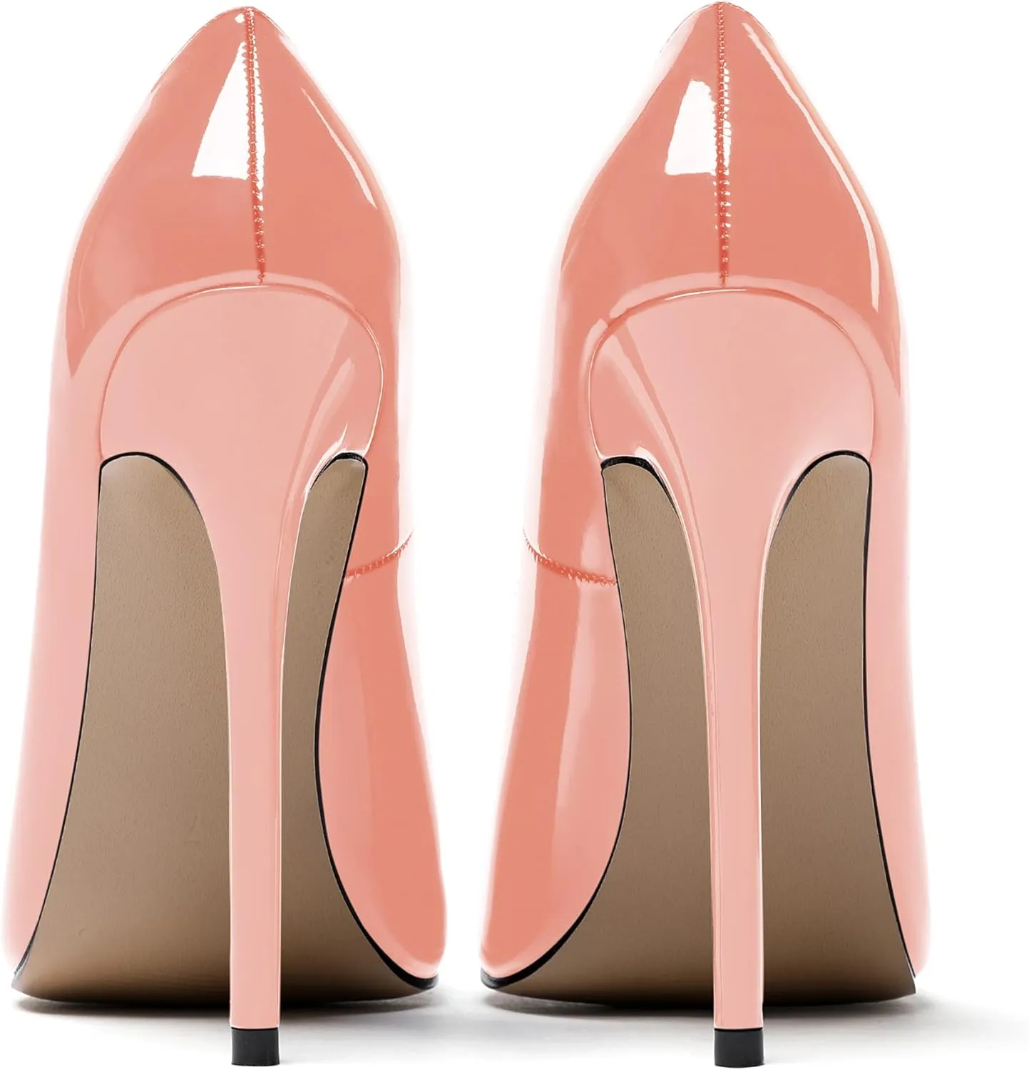 MODENCOCO Women's Slip On Patent Round Toe Stiletto High Heel Pumps Shoes 4.5 Inch