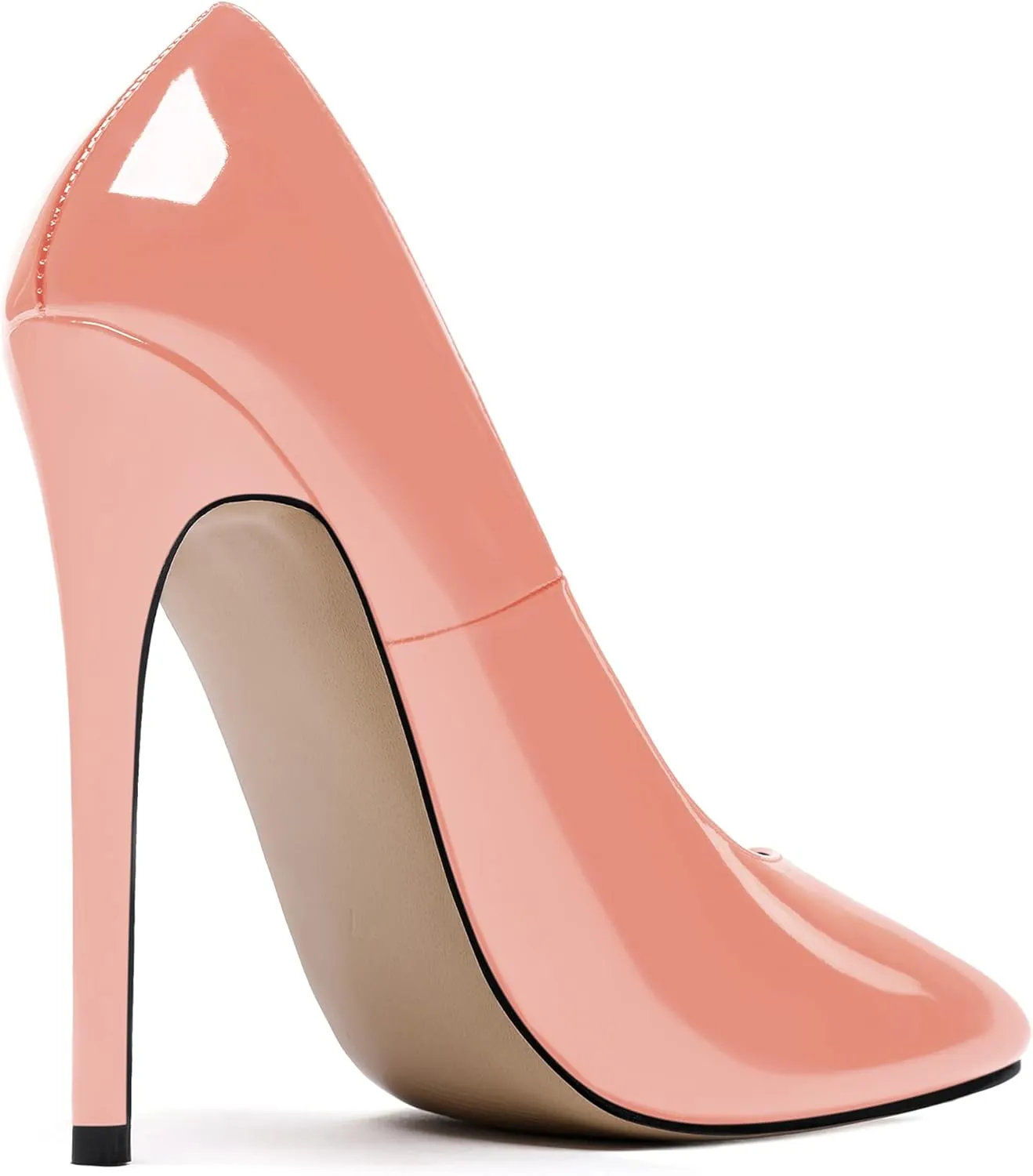 MODENCOCO Women's Slip On Patent Round Toe Stiletto High Heel Pumps Shoes 4.5 Inch