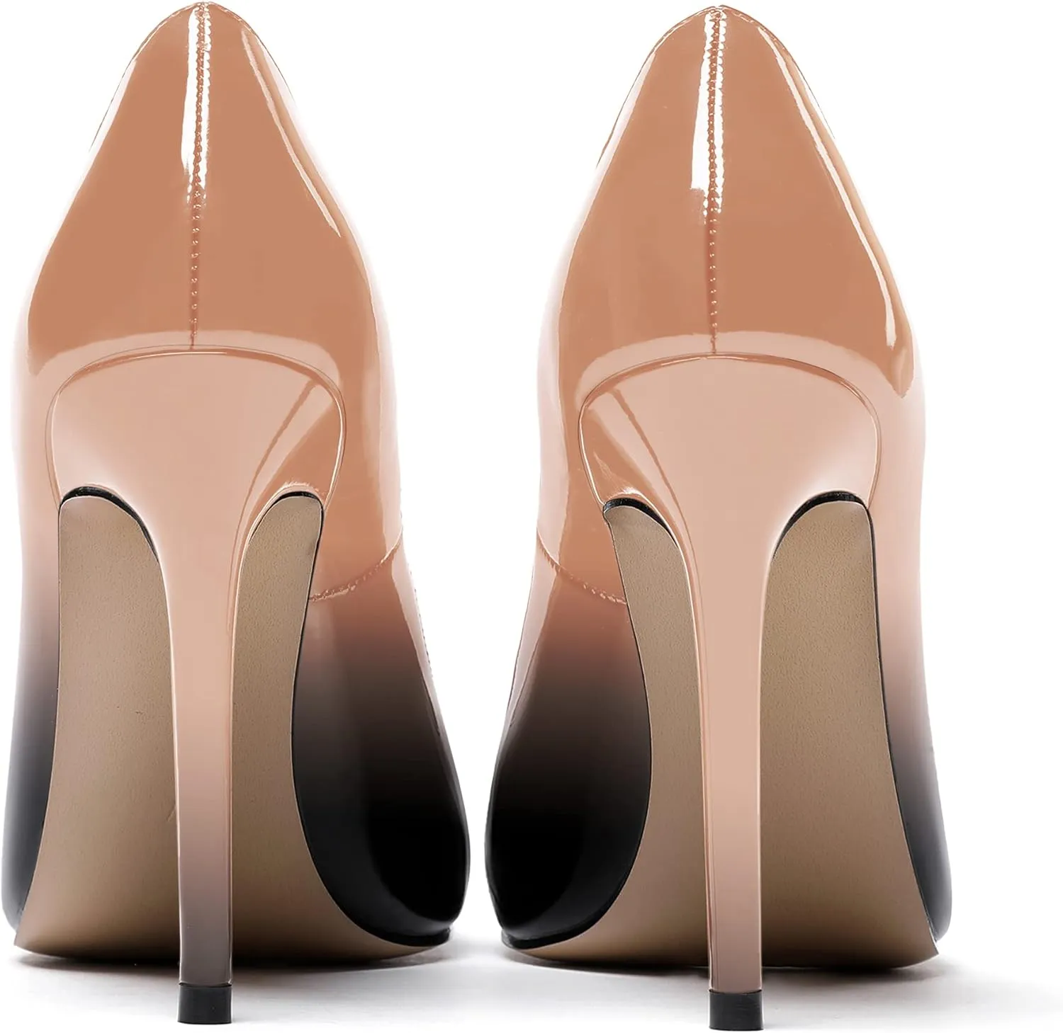 MODENCOCO Women's Slip On Round Toe Patent Solid Stiletto High Heel Pumps Shoes 4 Inch