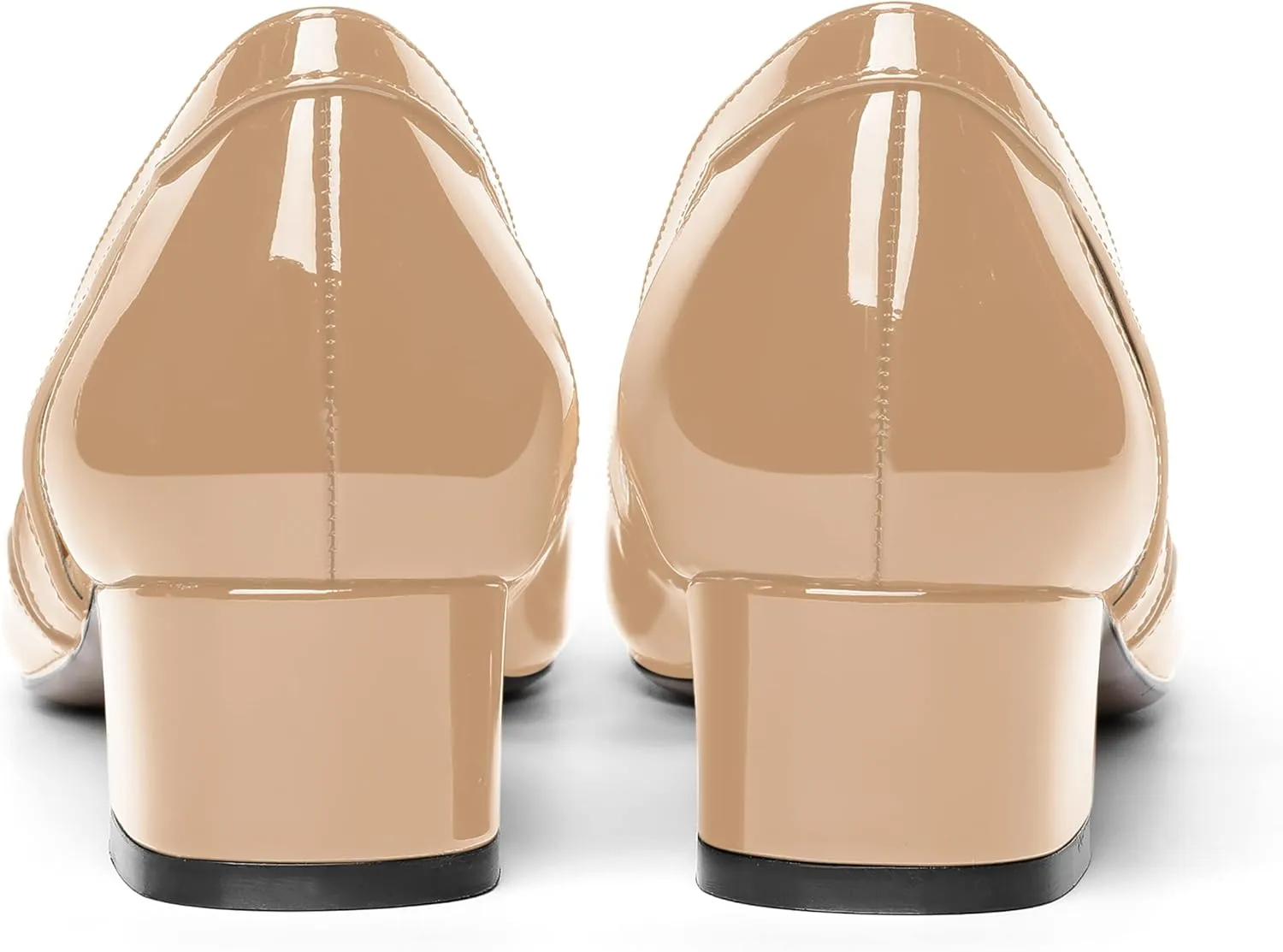 MOVINSTEPS Womens Pointed Toe Dress Slip On Patent Cut Out Work Chunky Low Heel Pumps Shoes 1.5 Inch
