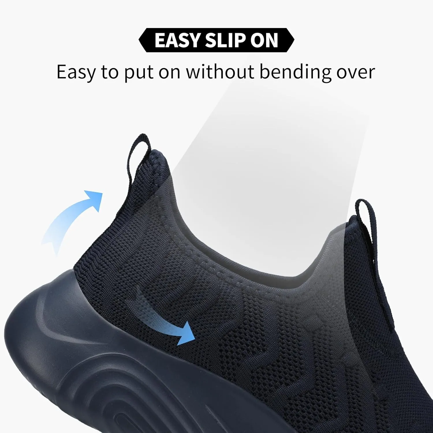 MRIP Mens Slip On Walking Shoes Lightweight Non Slip Gym Workout Running Shoes Mesh Breathable Cushion Fashion Tennis Athletic Casual Sneakers