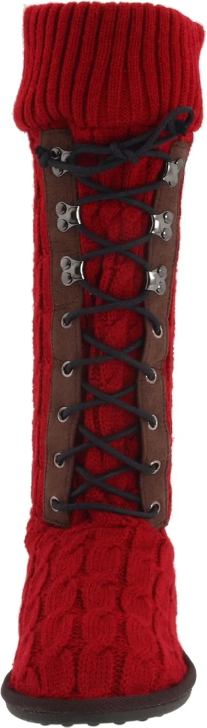 MUK LUKS Women's Cable Knit Lace-Up Slipper