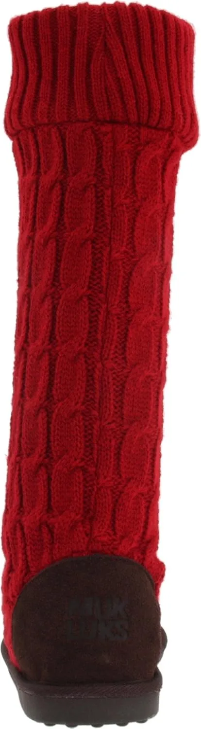 MUK LUKS Women's Cable Knit Lace-Up Slipper