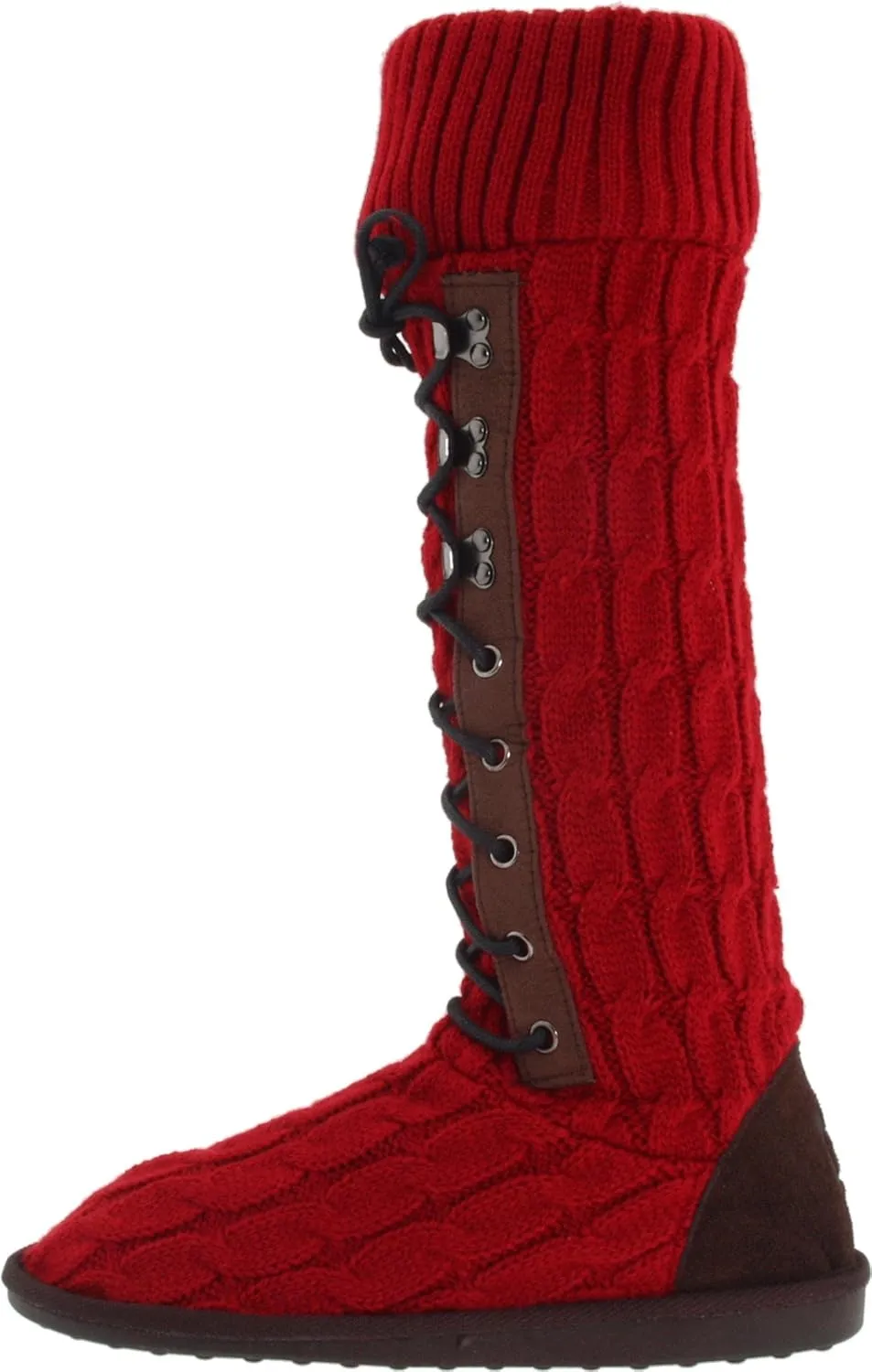 MUK LUKS Women's Cable Knit Lace-Up Slipper