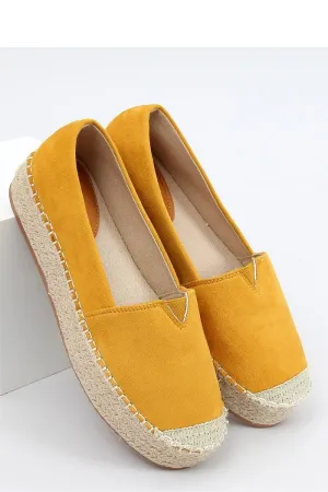 Mustard Eco-Suede Slip-On Womens Espadrille Flats, Jute Cap Toe & Topstitch Trim