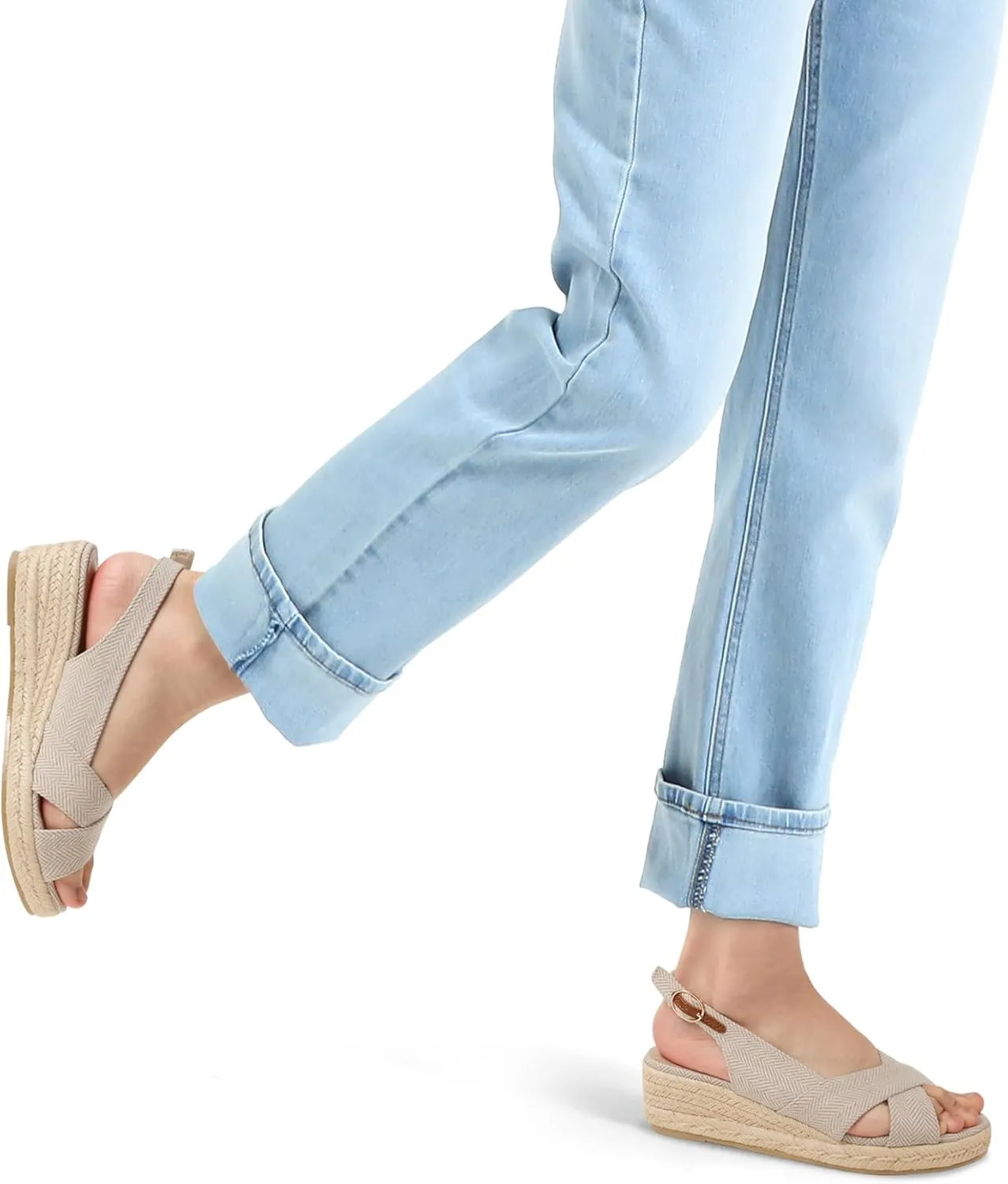 mysoft Women's Espadrille Sandals Low Wedge Platform Open Toe Slingback Ankle Strap Criss Cross Slip On Summer Shoes
