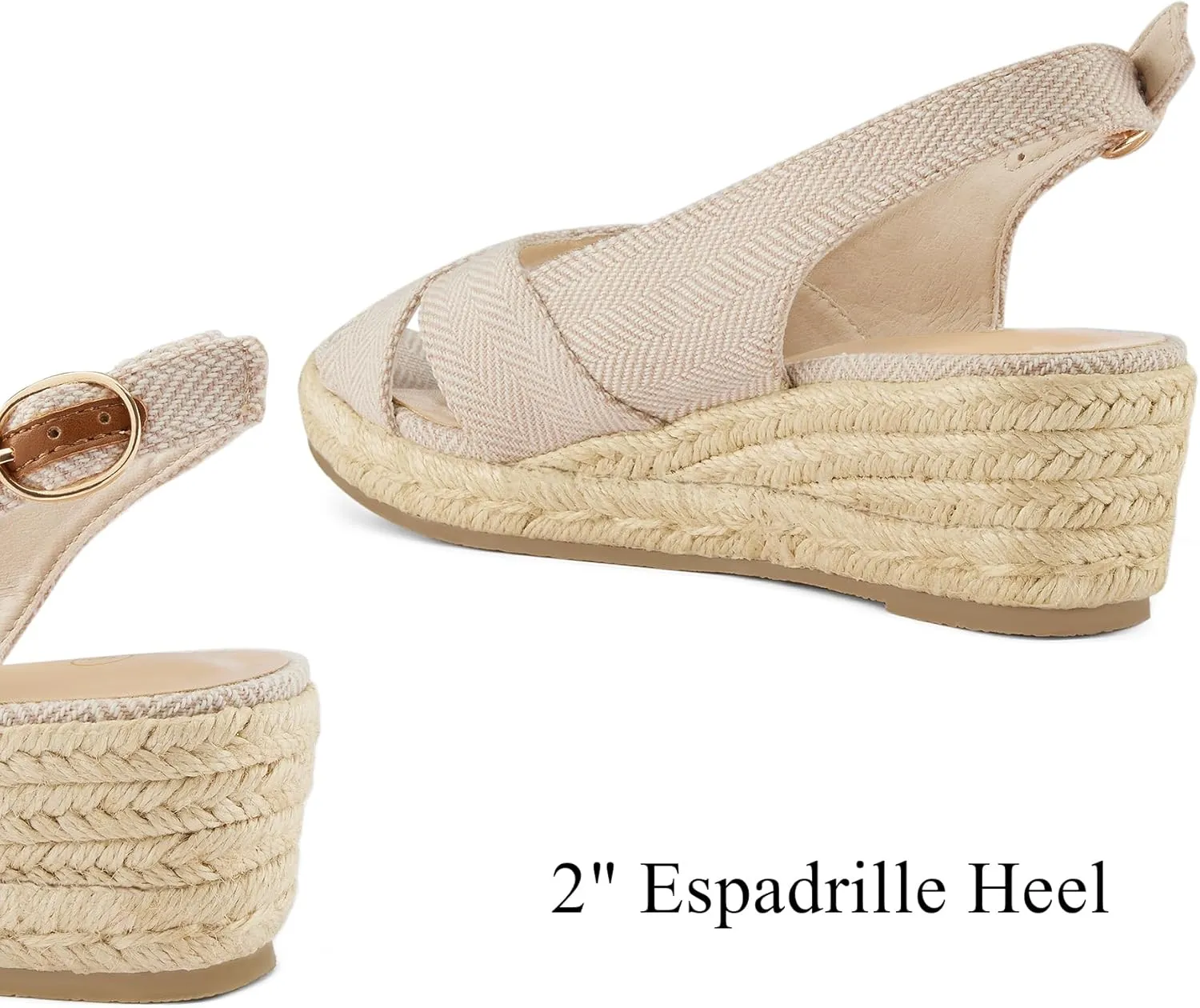 mysoft Women's Espadrille Sandals Low Wedge Platform Open Toe Slingback Ankle Strap Criss Cross Slip On Summer Shoes