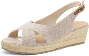 mysoft Women's Espadrille Sandals Low Wedge Platform Open Toe Slingback Ankle Strap Criss Cross Slip On Summer Shoes