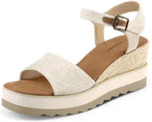 mysoft Womens Espadrille Wedge Sandals EVA Sole Platform Sandal Open Toe Ankle Strap Buckle Shoes