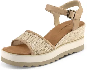 mysoft Womens Espadrille Wedge Sandals Open Toe Ankle Strap Buckle Platform Shoes