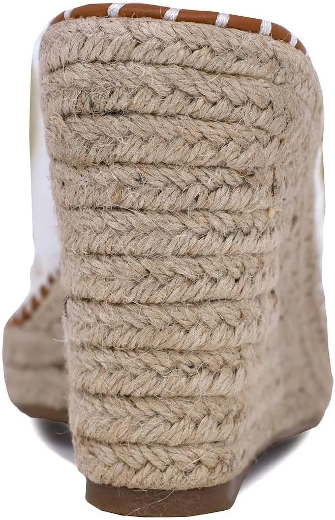 Nautica Women's Espadrille Wedges for Women Platform Sandals – Slip-On Knot Bow Summer Shoes with Woven Rope Heel