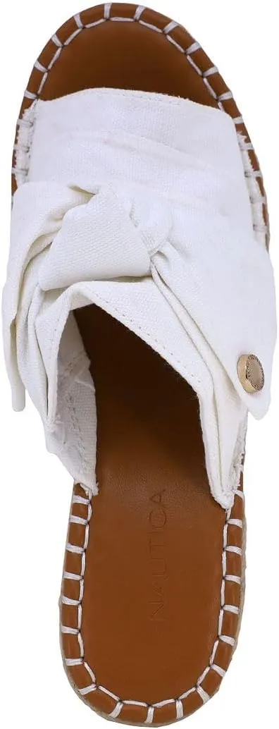 Nautica Women's Espadrille Wedges for Women Platform Sandals – Slip-On Knot Bow Summer Shoes with Woven Rope Heel
