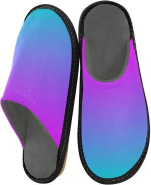 Navy Blue Teal Gradient House Slippers for Women Men Non-Slip Comfortable Slippers