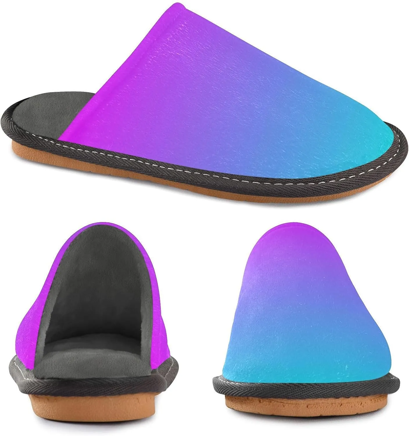 Navy Blue Teal Gradient House Slippers for Women Men Non-Slip Comfortable Slippers
