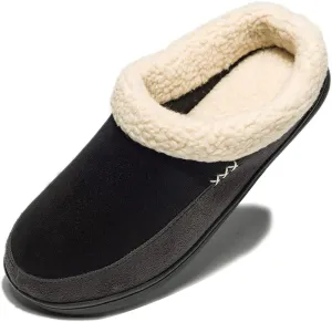 NewDenBer Women's Cozy Memory Foam Slippers Suede Fuzzy Plush Fleece Lined Slip On Indoor Outdoor House Shoes