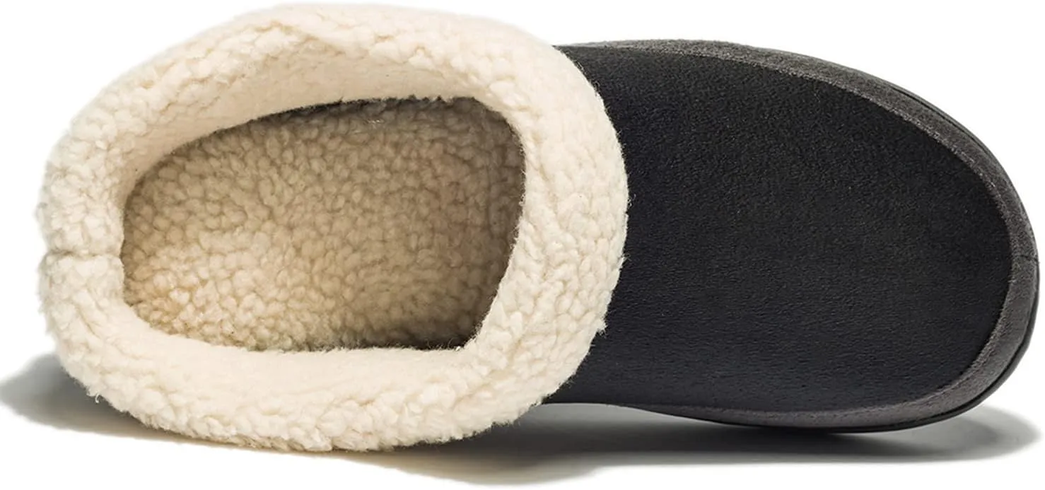 NewDenBer Women's Cozy Memory Foam Slippers Suede Fuzzy Plush Fleece Lined Slip On Indoor Outdoor House Shoes