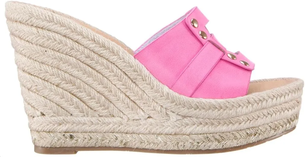 NINA Daybreaks Electra - Women's Simply Chic Vegan Vachetta Espadrille Wedge Sandals Shoes - Effortless Style and Comfort! - Slip On Womens Shoes