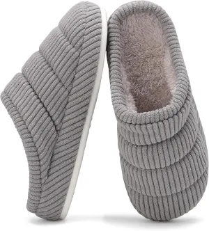 NineCiFun Women's Fuzzy House Slippers Corduroy Memory Foam Warm Slip On Slippers Comfy Bedroom Indoor Outdoor Shoes