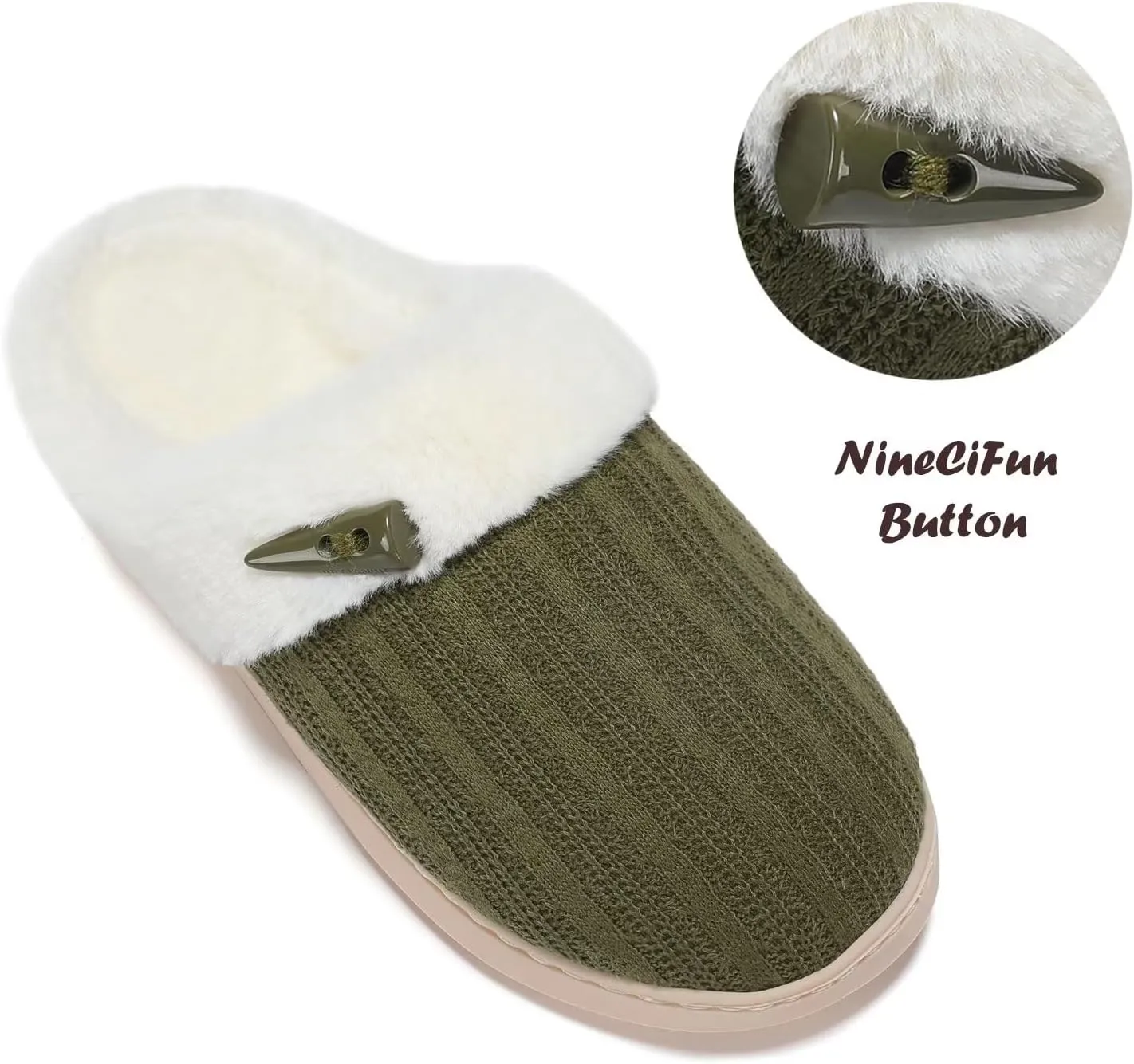 NineCiFun Women's Slip on Fuzzy House Slippers Memory Foam Slippers Scuff Outdoor Indoor Warm Plush Bedroom Shoes with Faux Fur Lining