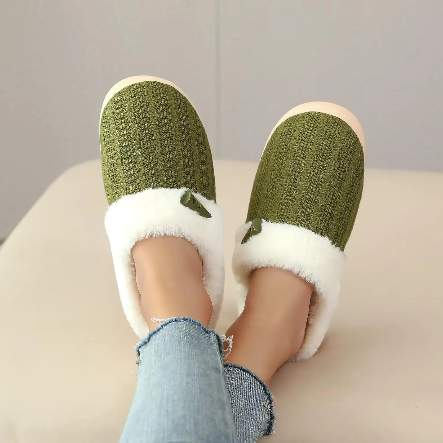 NineCiFun Women's Slip on Fuzzy House Slippers Memory Foam Slippers Scuff Outdoor Indoor Warm Plush Bedroom Shoes with Faux Fur Lining