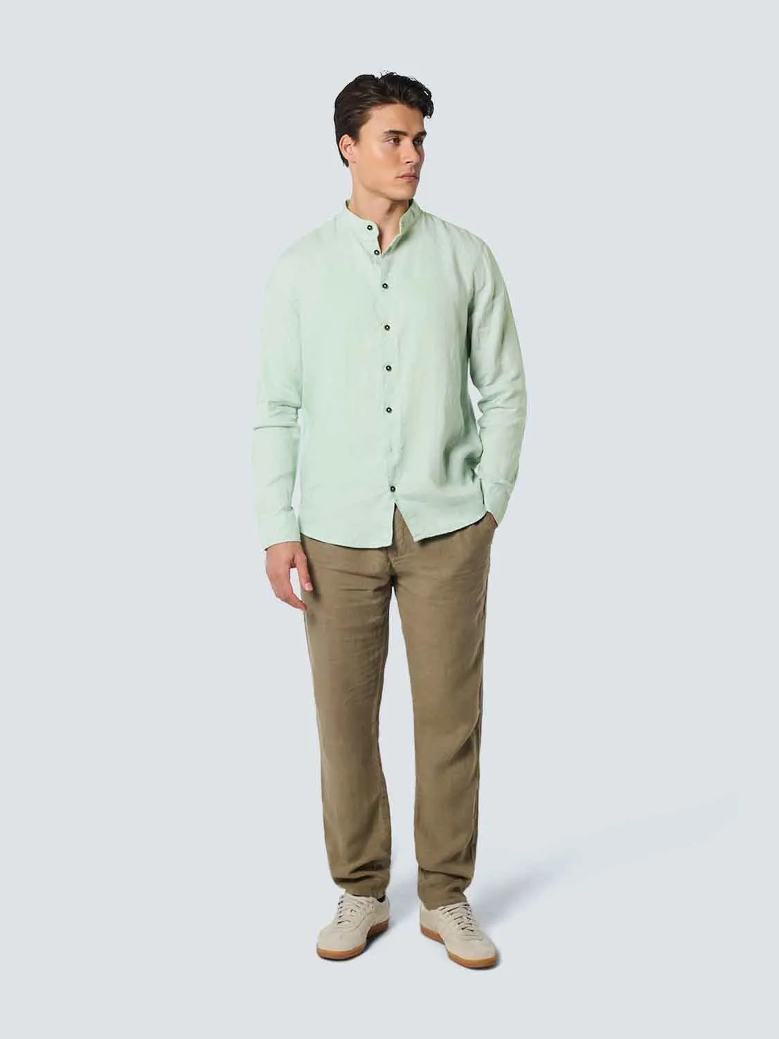 NO EXCESS PURE LINEN GRANDAD COLLAR L/S SHIRT 23470214SN