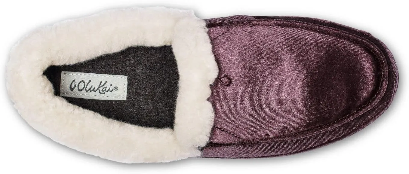 OLUKAI Ku'una Lanui Women's Slipper, Soft Velvet & Dual-Density PU Footbed for All-Day Comfort, Breathable & Supportive Drop-In-Heel, Cute & Casual Slip-On Design