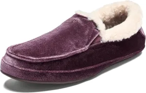 OLUKAI Ku'una Lanui Women's Slipper, Soft Velvet & Dual-Density PU Footbed for All-Day Comfort, Breathable & Supportive Drop-In-Heel, Cute & Casual Slip-On Design