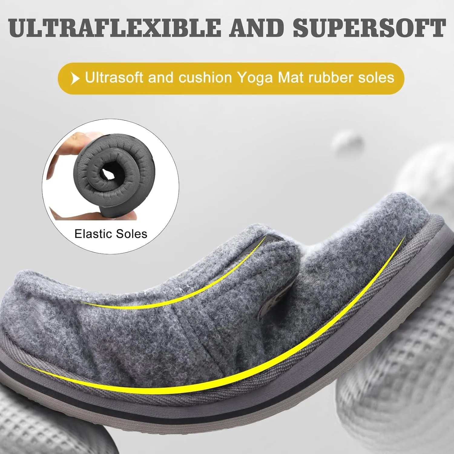 ONCAI Mens Clog Slippers with Arch Support Stripe Faux Fur Cotton-Blend High-Density Memory Foam Warm House Slippers Slip-on Indoor Outdoor Rubber Sole Size 7-16