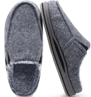 ONCAI Mens Clog Slippers with Arch Support Stripe Faux Fur Cotton-Blend High-Density Memory Foam Warm House Slippers Slip-on Indoor Outdoor Rubber Sole Size 7-16