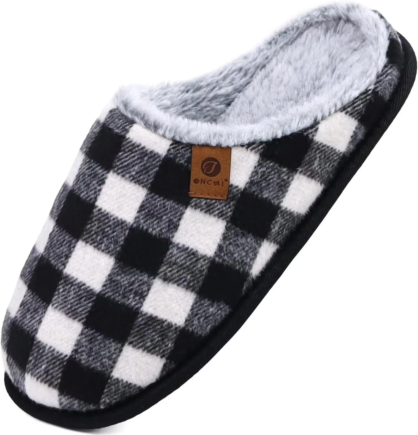 ONCAI Mens Cozy Memory Foam Scuff Slippers Slip On Warm House Shoes Indoor/Outdoor with Best Arch Support