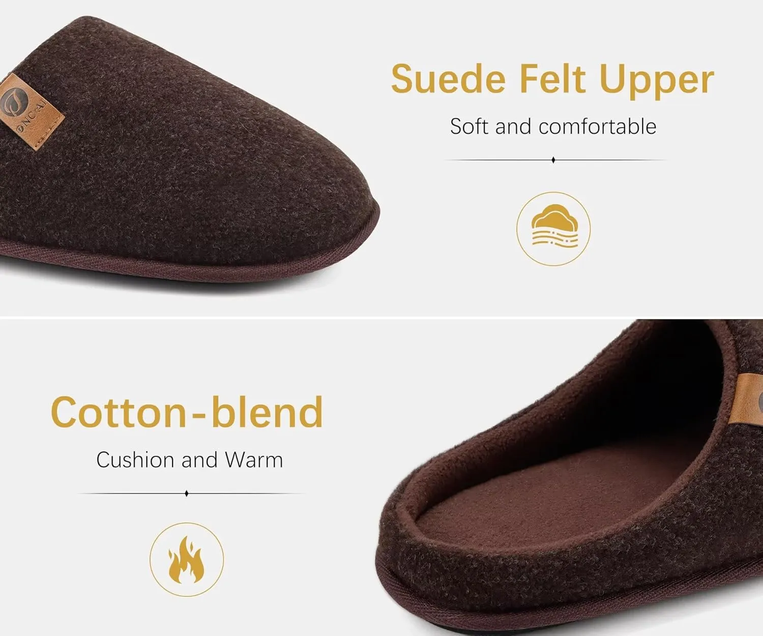 ONCAI Mens Cozy Memory Foam Scuff Slippers Slip On Warm House Shoes Indoor/Outdoor with Best Arch Support