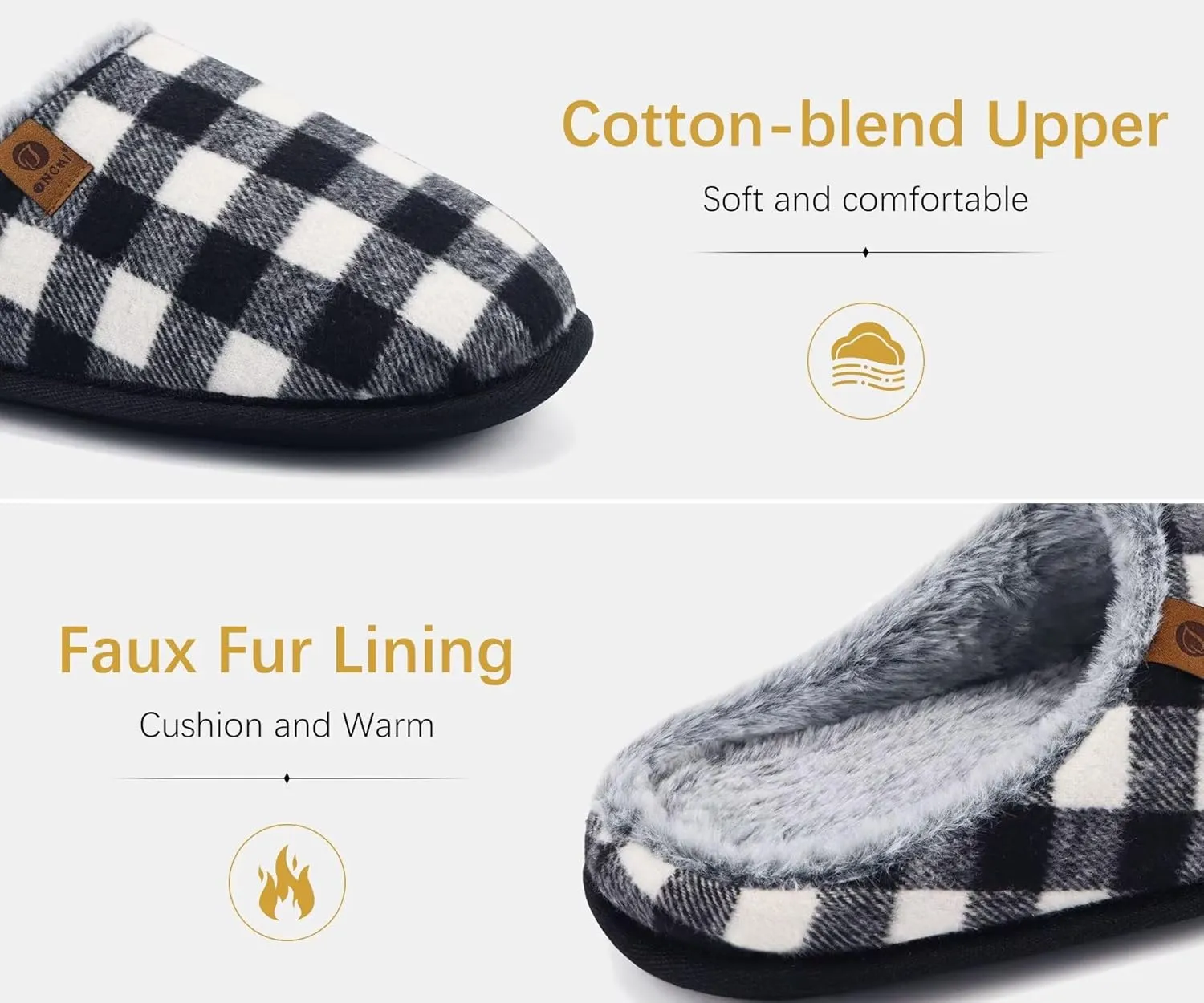 ONCAI Mens Cozy Memory Foam Scuff Slippers Slip On Warm House Shoes Indoor/Outdoor with Best Arch Support