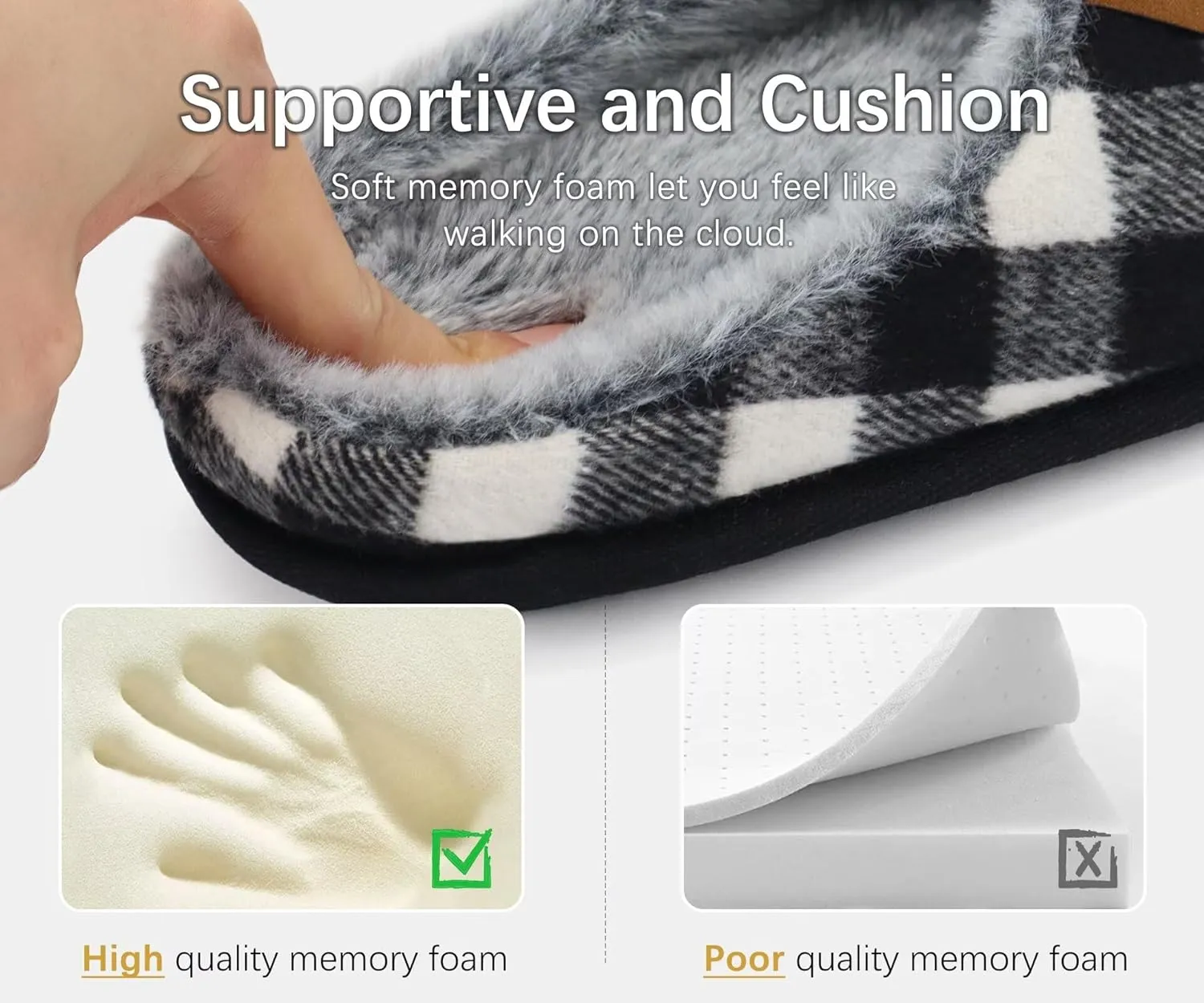 ONCAI Mens Cozy Memory Foam Scuff Slippers Slip On Warm House Shoes Indoor/Outdoor with Best Arch Support