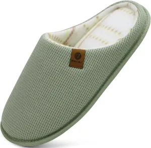 ONCAI Men's House Slippers, Cushion Memory Foam Shake Fleece and Man House Shoes with Faux Fur Lining and Indoor Outdoor Rubber Soles US Size 7-15