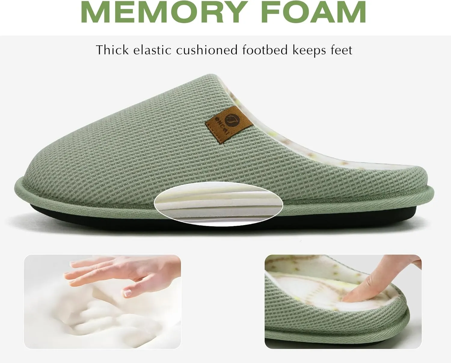 ONCAI Men's House Slippers, Cushion Memory Foam Shake Fleece and Man House Shoes with Faux Fur Lining and Indoor Outdoor Rubber Soles US Size 7-15
