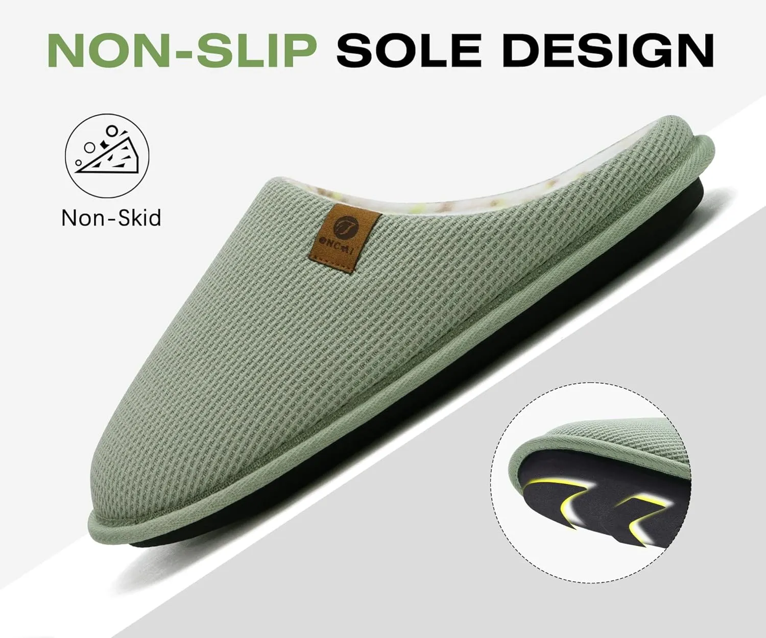 ONCAI Men's House Slippers, Cushion Memory Foam Shake Fleece and Man House Shoes with Faux Fur Lining and Indoor Outdoor Rubber Soles US Size 7-15