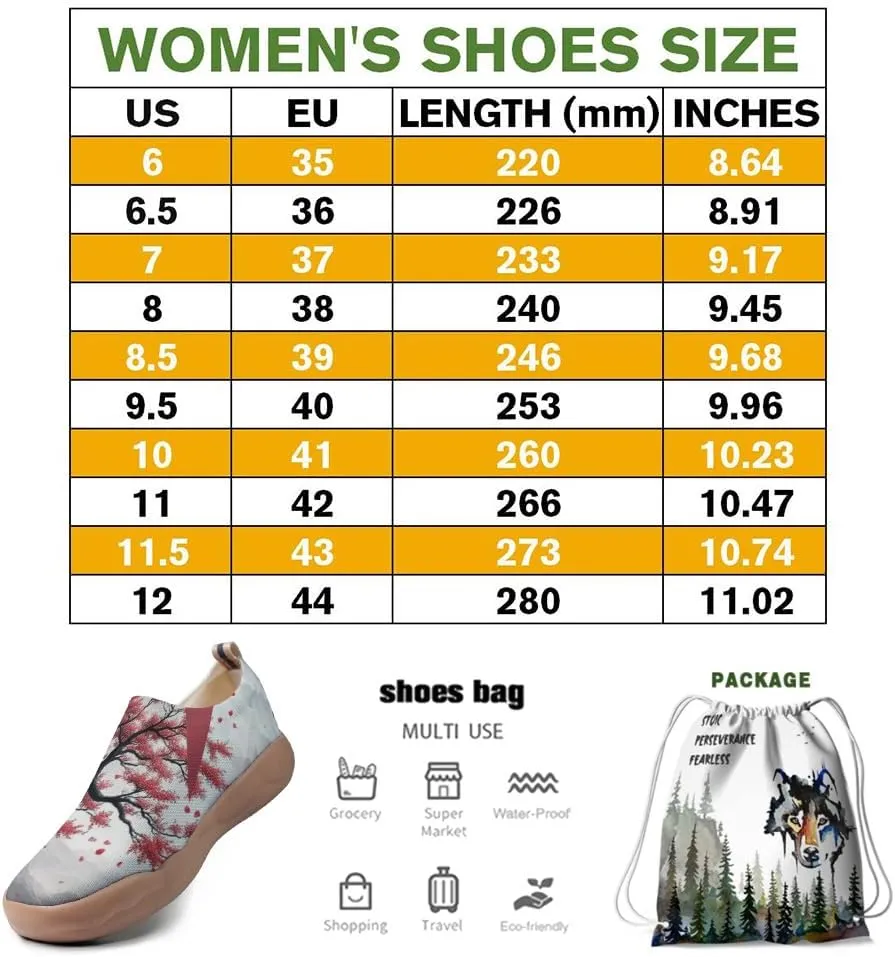 Onehorse Women's Sneakers Casual Travel Shoes Slip-On Lightweight Comfortable Artistic Flowers Loafers