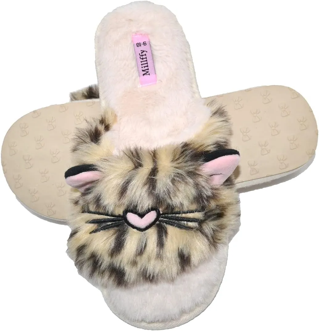 Open Toe Slippers for Women|Womens Cute Bunny cat Plush Fuzzy Dog Slippers|flip Flops Indoor House Thong Slide