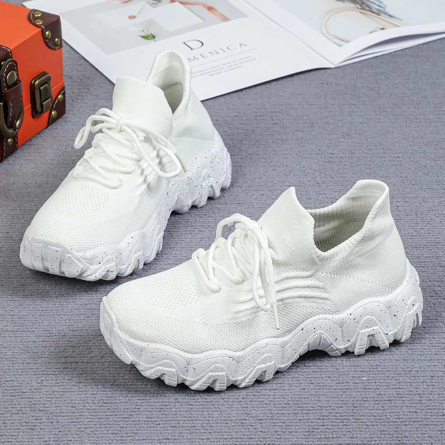 Orthopedic Shoes for Women Woven Breathable Soft Sole Slip on Walking Shoes with Arch Support Daily Commuting Shoes