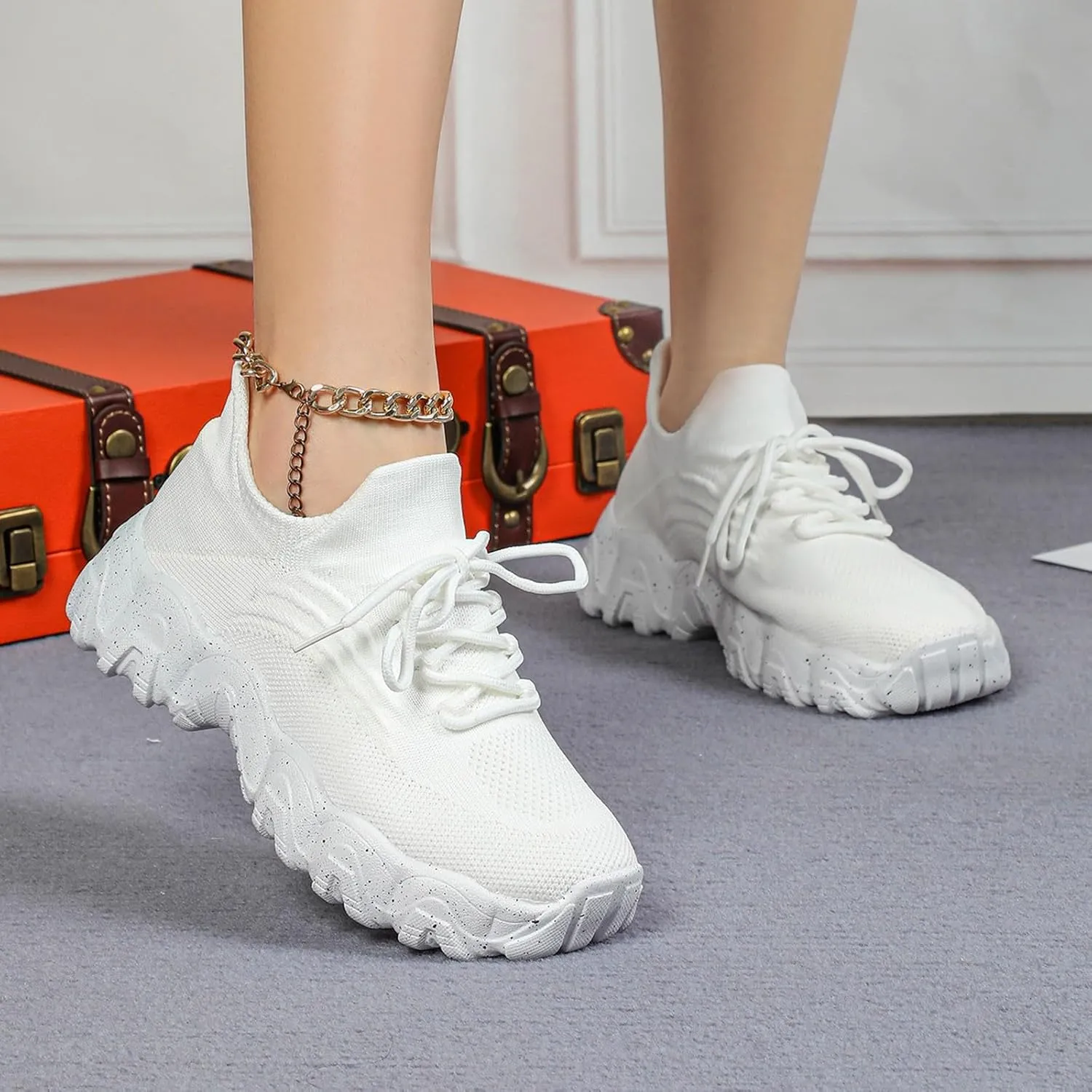 Orthopedic Shoes for Women Woven Breathable Soft Sole Slip on Walking Shoes with Arch Support Daily Commuting Shoes