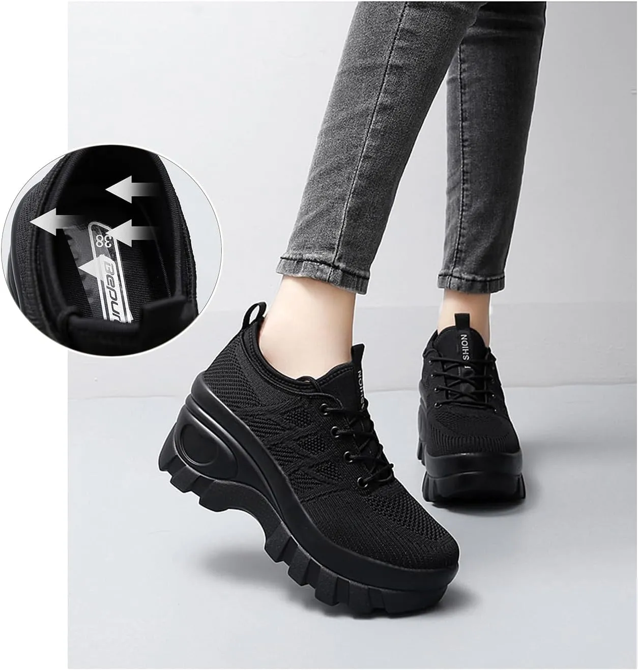 Orthopedic Walking Shoes for Women Chunky Platform Comfort Wedge Walking Shoes for Women Non-Slip Breathable Slip-On Womens Trail Running Shoes