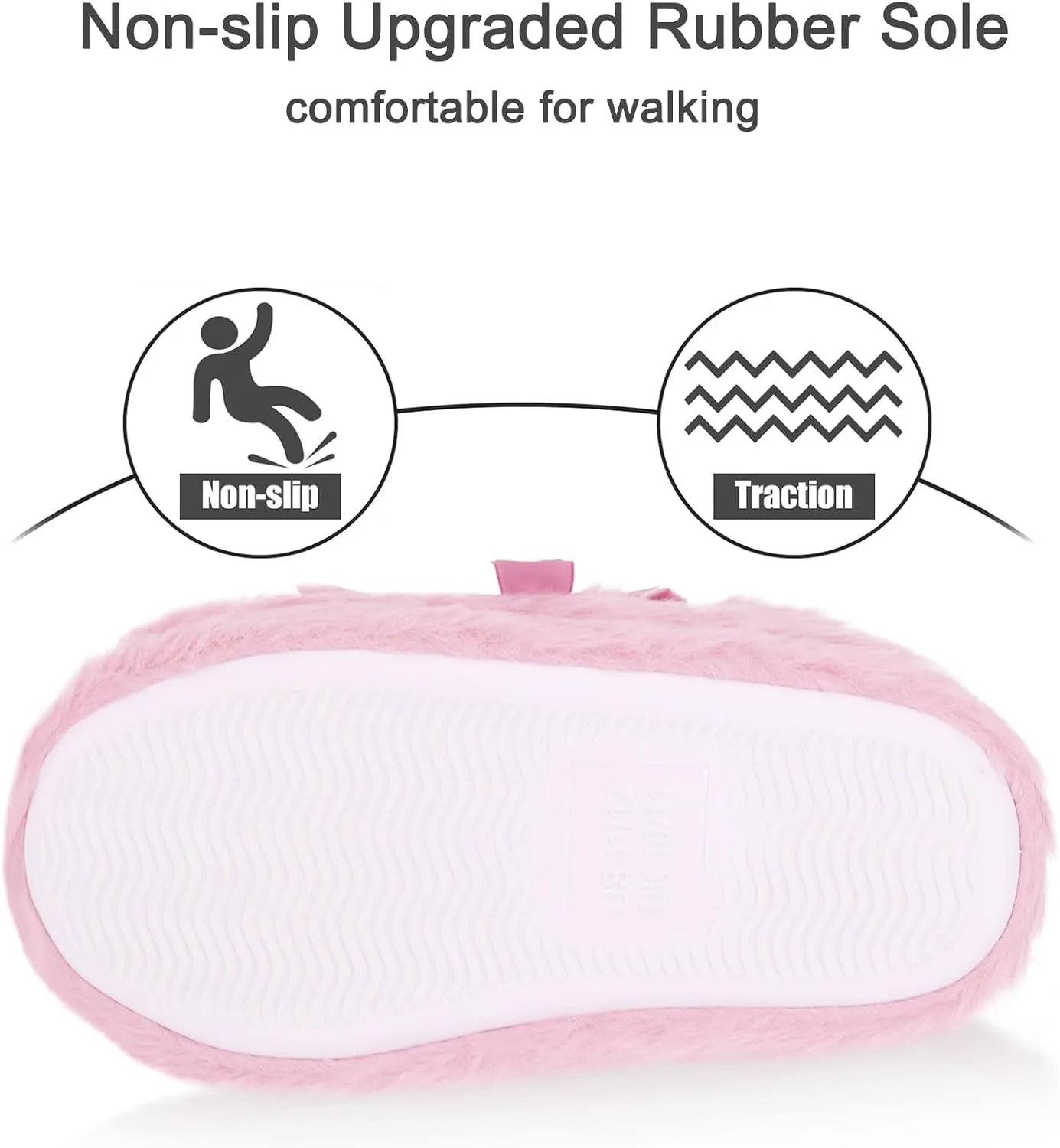 Orthoshoes Girls Fluffy Slippers,Faux Fur Fuzzy Slip-on House Slippers Clog Memory Foam House Shoes with Ribbon Bow for Girls Bedroom Indoor