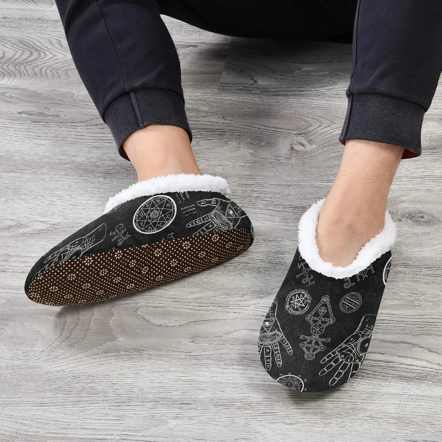 Oyihfvs Unisex Fuzzy House Slippers Memory Foam Warm Slip Shoes Fur Lining M-XXL