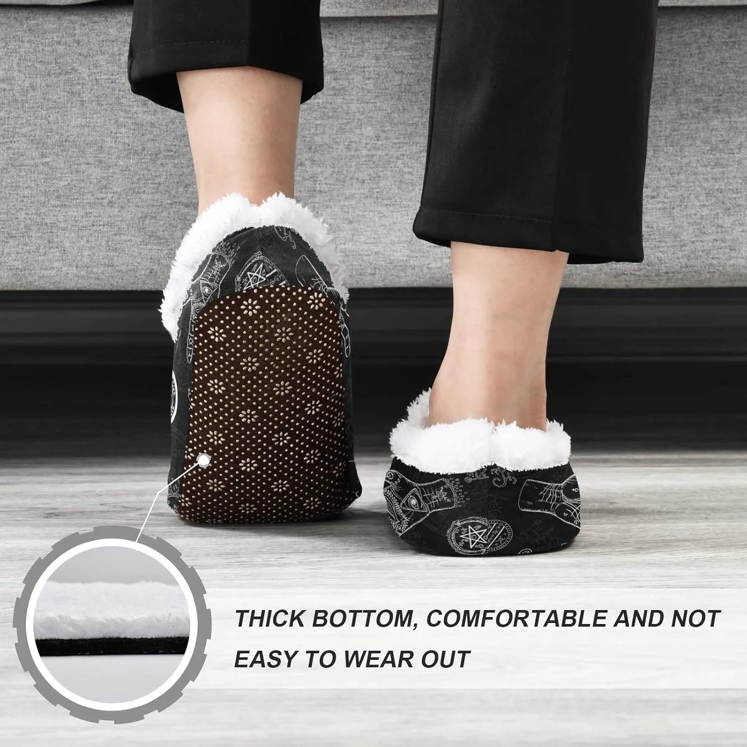 Oyihfvs Unisex Fuzzy House Slippers Memory Foam Warm Slip Shoes Fur Lining M-XXL