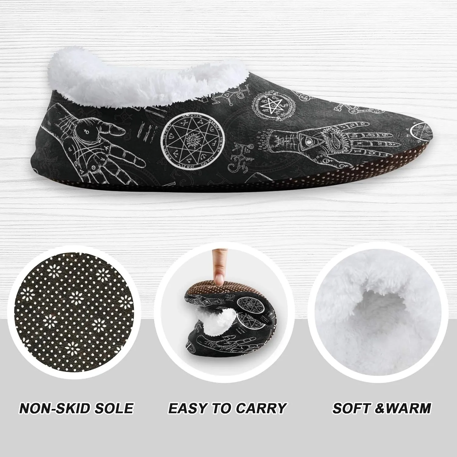 Oyihfvs Unisex Fuzzy House Slippers Memory Foam Warm Slip Shoes Fur Lining M-XXL